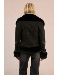 Aviator jacket in bi-material