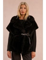 Fur-effect sleeveless jacket