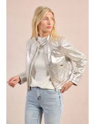 Metallic biker style jacket