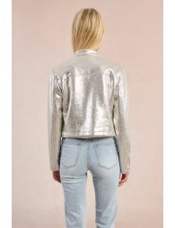 Metallic biker style jacket