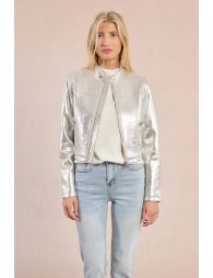 Metallic biker style jacket