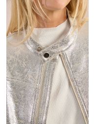 Metallic biker style jacket