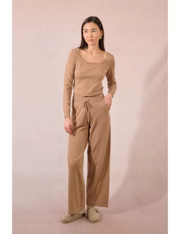 Pantalon droit en maille irisée