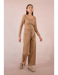Straight pants in iridescent knit