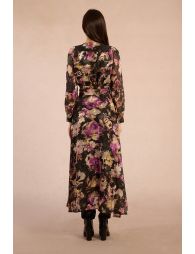 Vestido largo con estampado y lazada