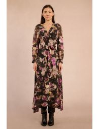 Vestido largo con estampado y lazada