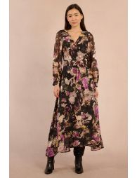 Vestido largo con estampado y lazada