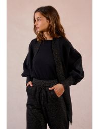 Open iridescent knit cardigan
