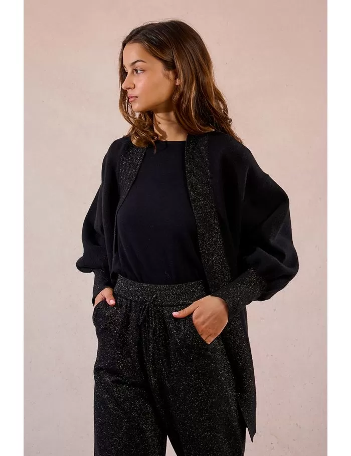 Open iridescent knit cardigan