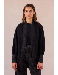 Open iridescent knit cardigan