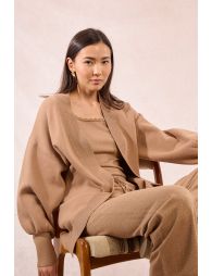 Open iridescent knit cardigan