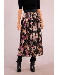 Long pleated skirt, printed