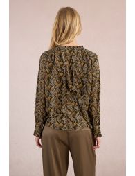 Camisade manga larga con estampado y volantes