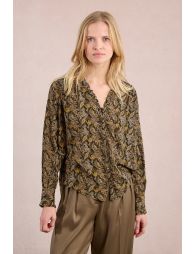 Camisade manga larga con estampado y volantes