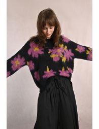 Floral sweater in brushed knit