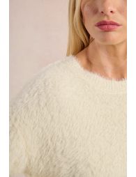 Straight sweater in fluffy knit