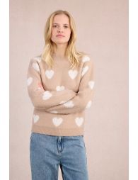 Knitted sweater with heart pattern