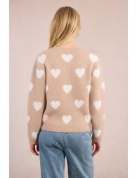 Knitted sweater with heart pattern
