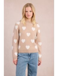 Knitted sweater with heart pattern