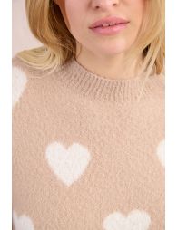 Knitted sweater with heart pattern
