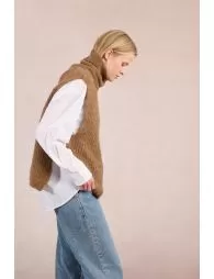 Pull col roulé en maille, sans manches