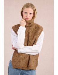 Knitted turtleneck sweater, sleeveless