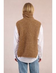 Knitted turtleneck sweater, sleeveless