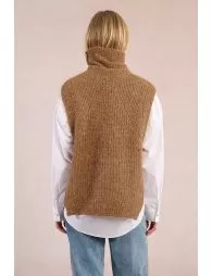 Pull col roulé en maille, sans manches