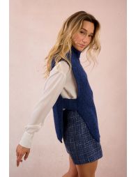 Knitted turtleneck sweater, sleeveless