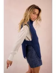 Pull col roulé en maille, sans manches
