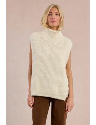 Knitted turtleneck sweater, sleeveless