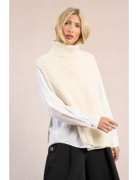 Knitted turtleneck sweater, sleeveless
