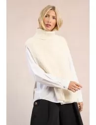 Pull col roulé en maille, sans manches