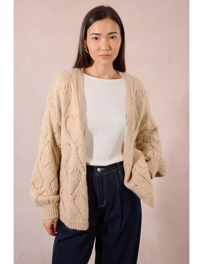 Cardigan ouvert à motif cœur