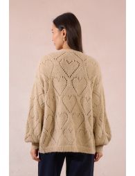 Open cardigan with heart pattern