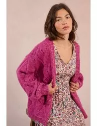 Cardigan ouvert à motif cœur