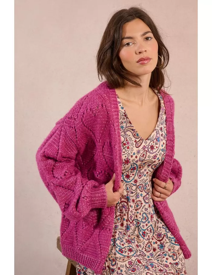 Cardigan ouvert à motif cœur