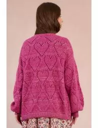 Cardigan ouvert à motif cœur