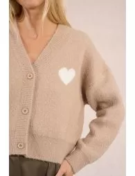 Cárdigande manga larga detalle corazón