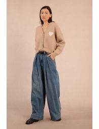 Gilet en maille, imprimé cœur