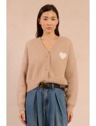 Knitted cardigan, heart print