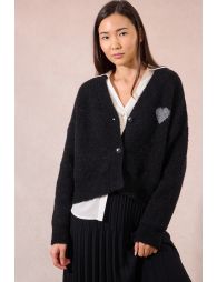 Knitted cardigan, heart print