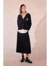 Knitted cardigan, heart print