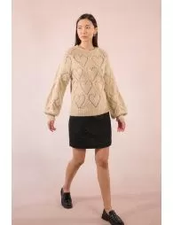 Pull ajouré à motif cœur