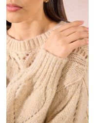Openwork sweater with heart pattern