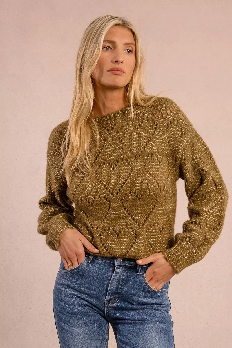 Pull ajouré à motif cœur