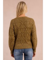 Openwork sweater with heart pattern