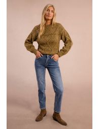 Openwork sweater with heart pattern