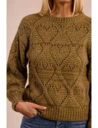 Openwork sweater with heart pattern