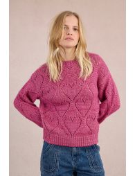 Openwork sweater with heart pattern